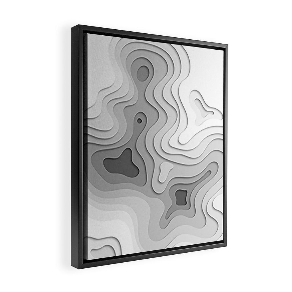 White Topographic Map Framed Canvas Print Gallery Image 2