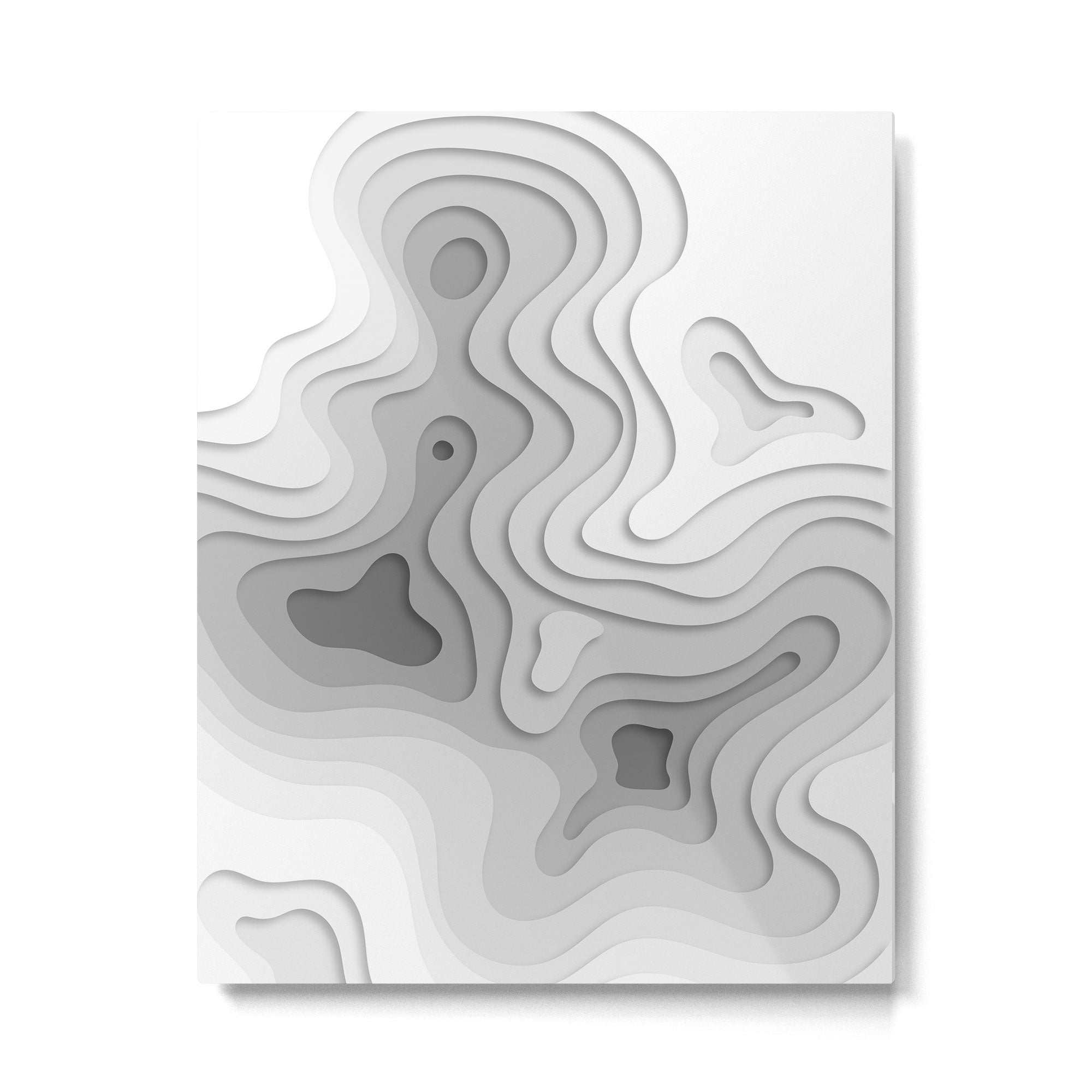 White Topographic Map Metal Print Gallery Image 4