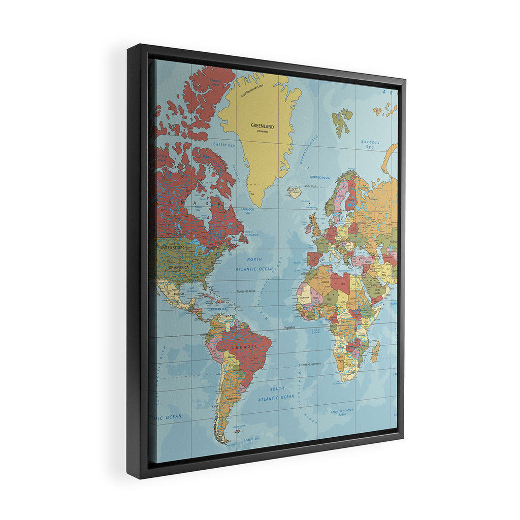 World Map Framed Canvas Print Gallery Image 2