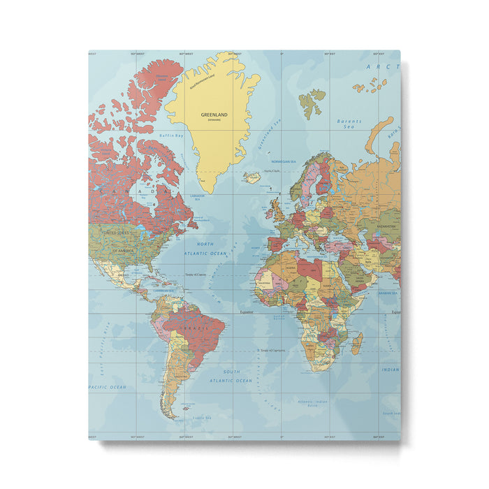 World Map Metal Print Gallery Image 1