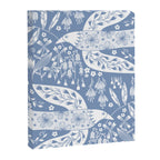 Doves and Flowers Bird Art White on Blue Canvas Print Gallery Image 8