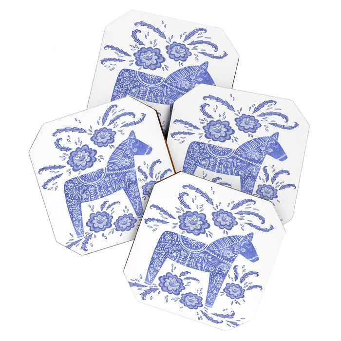 Swedish Dala Horse Blue Coaster Gallery Image 1
