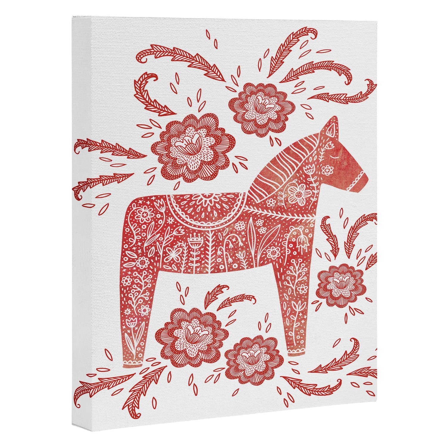 Swedish Dala Horse Red Canvas Print Gallery Image 3