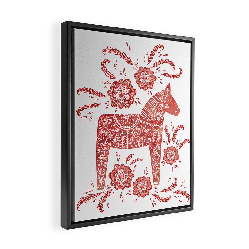 Swedish Dala Horse Red Framed Canvas Print Gallery Image 2