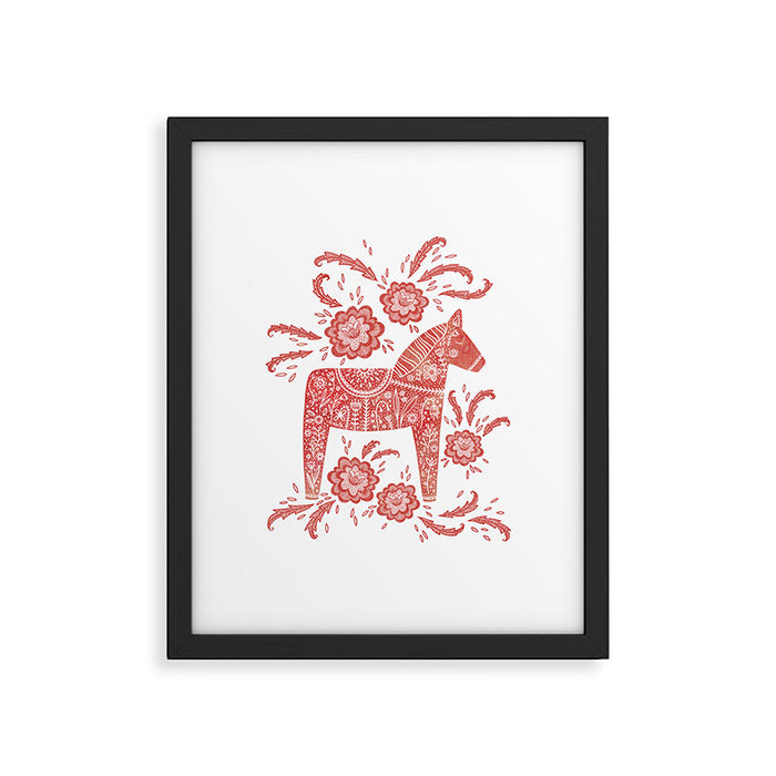 Swedish Dala Horse Red Framed Art Print Gallery Image 1