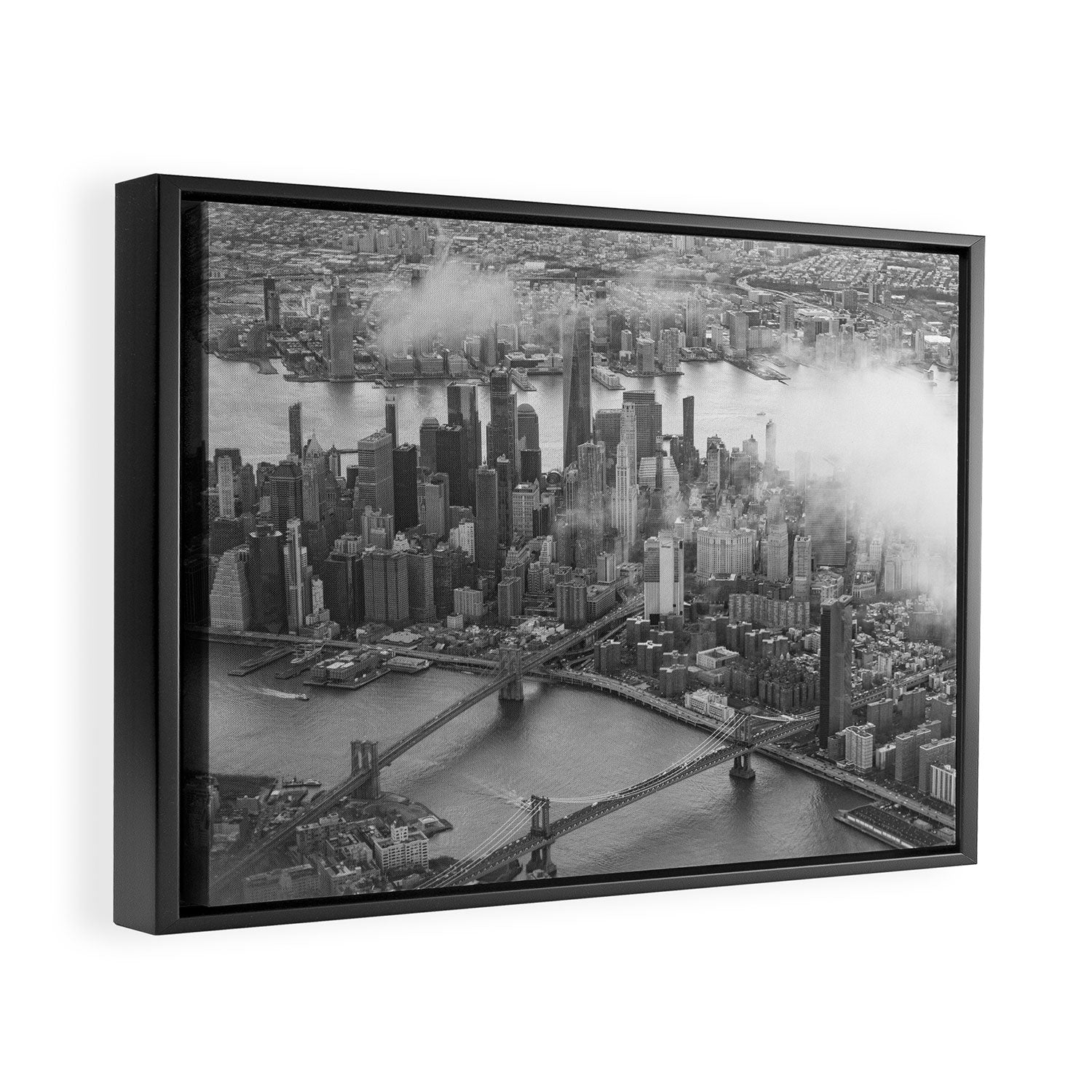 Manhattan Through The Clouds Framed Canvas Print Gallery Image 2