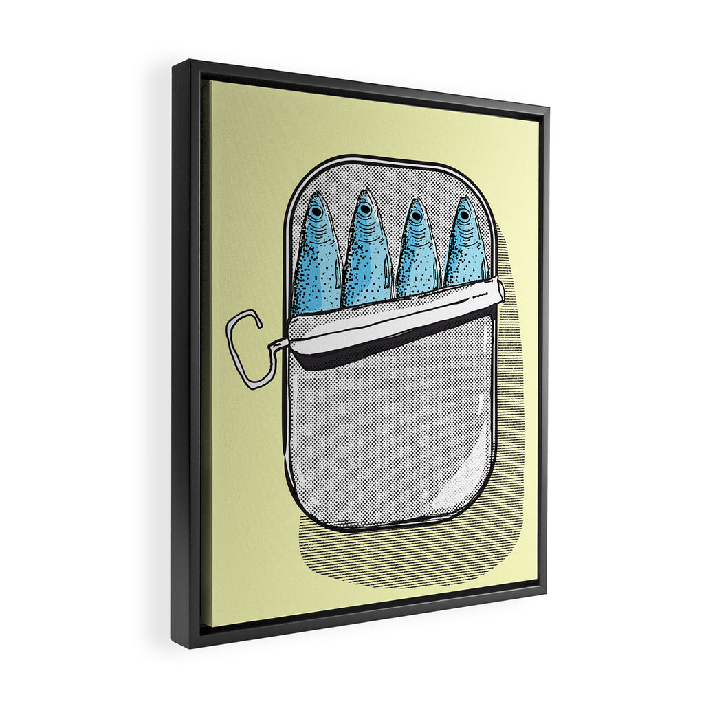 Pilchard fish in a tin Framed Canvas Print Gallery Image 2