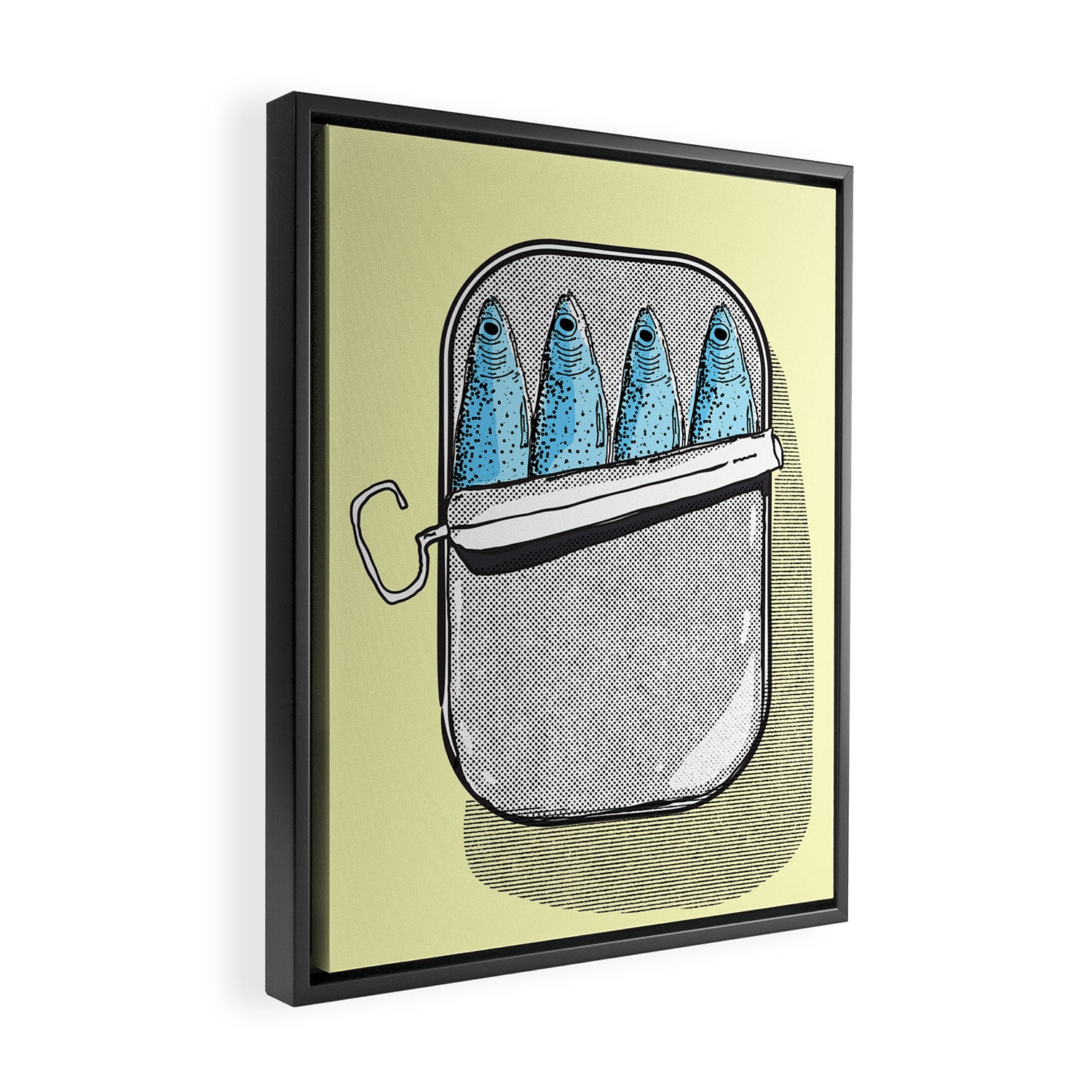 Pilchard fish in a tin Framed Canvas Print Gallery Image 2