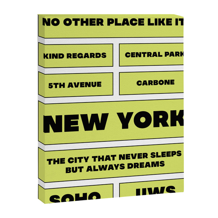 New York City Poster in Green Canvas Print Gallery Image 1