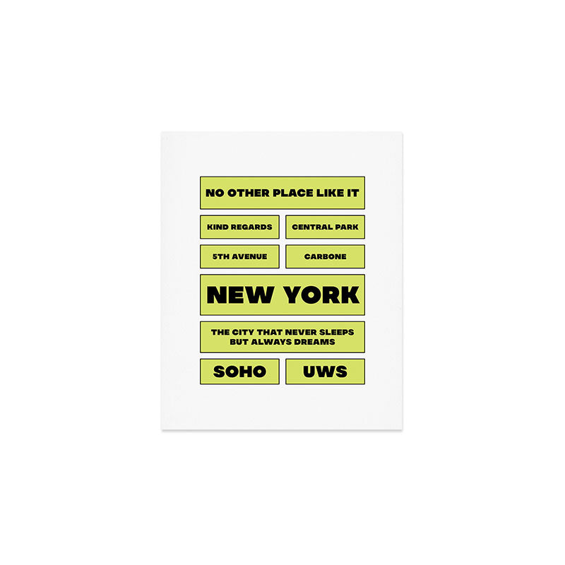 New York City Poster in Green Art Print Gallery Image 1