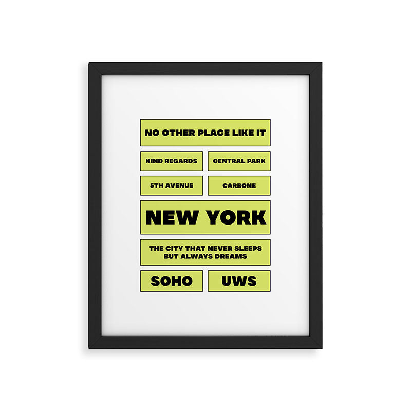 New York City Poster in Green Framed Art Print Gallery Image 5