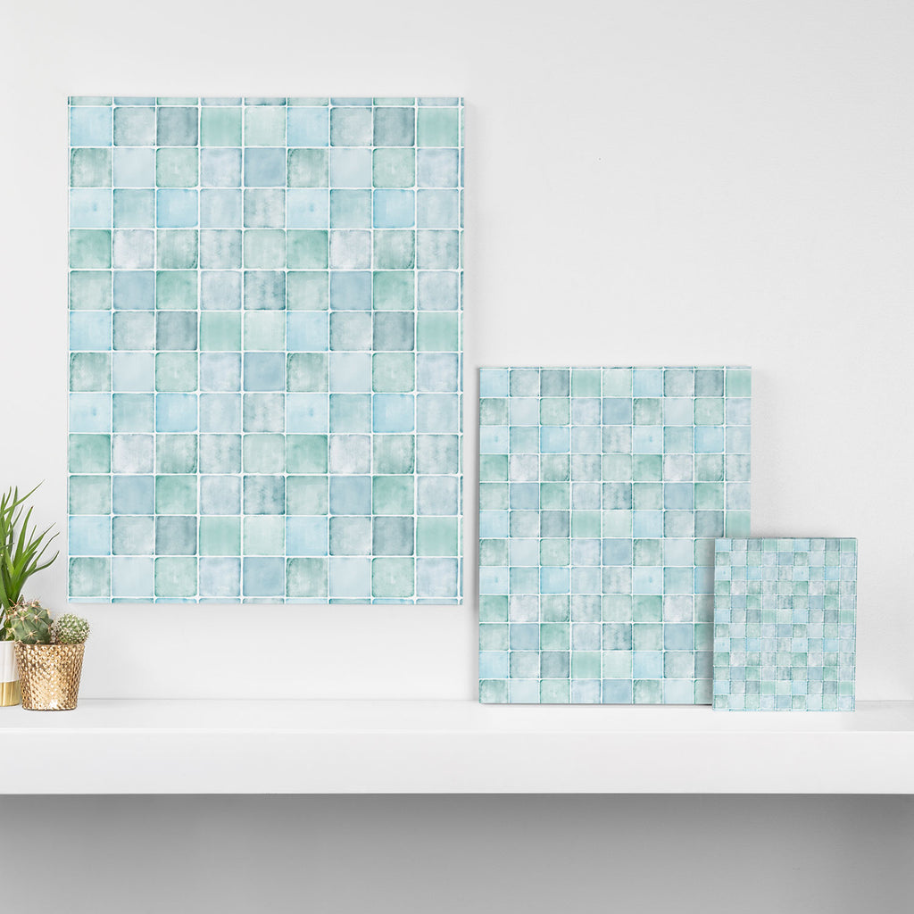 Sea Glass Tiles Watercolor Canvas Print Gallery Image 3