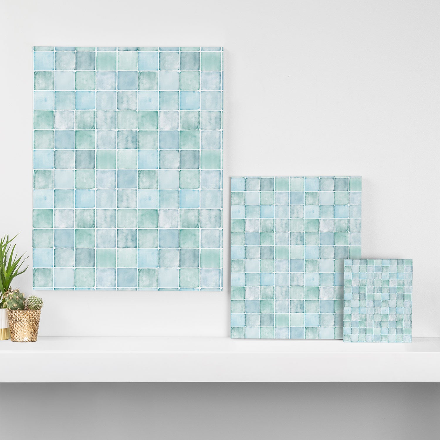 Sea Glass Tiles Watercolor Canvas Print Gallery Image 3