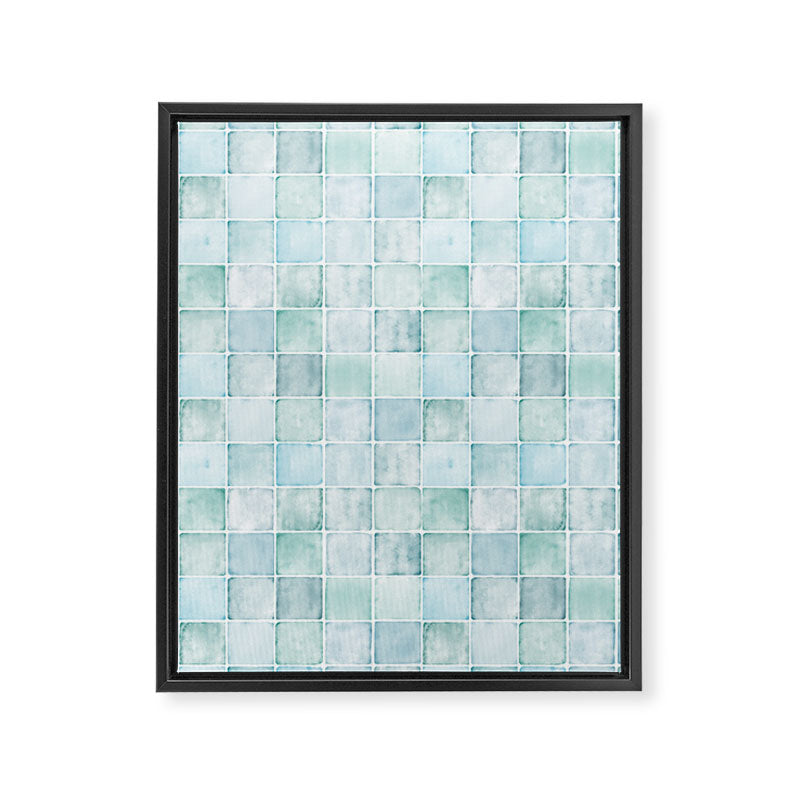 Sea Glass Tiles Watercolor Framed Canvas Print Gallery Image 1