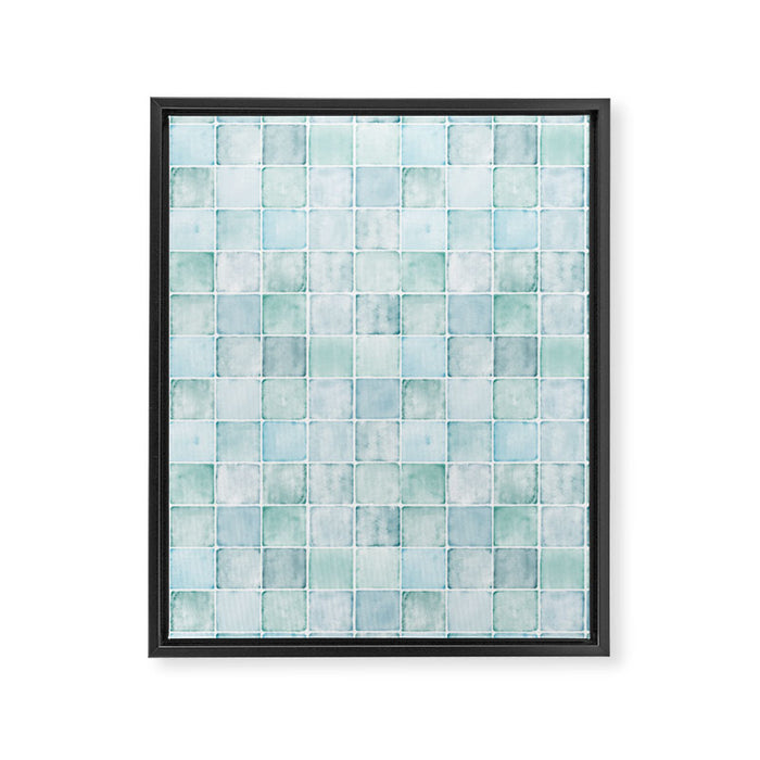 Sea Glass Tiles Watercolor Framed Canvas Print Gallery Image 1