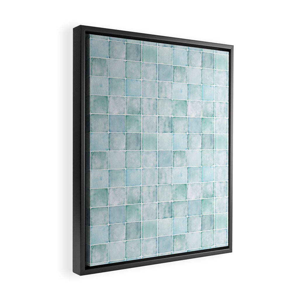 Sea Glass Tiles Watercolor Framed Canvas Print Gallery Image 2