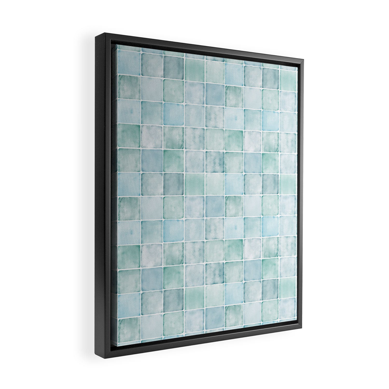 Sea Glass Tiles Watercolor Framed Canvas Print Gallery Image 2