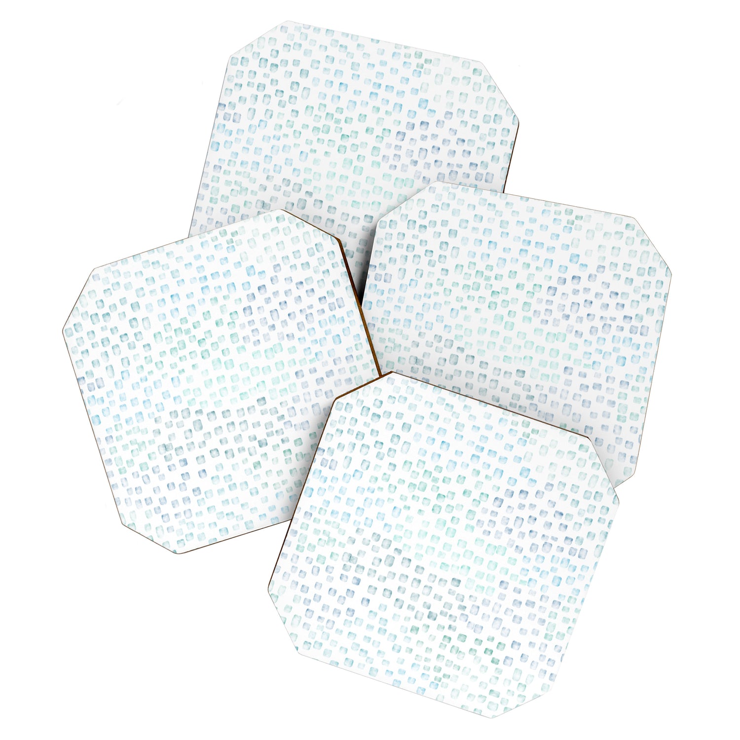 Sea Glass Watercolor // Turquoise Blue and Green Ocean Glass Beach Art Coaster Gallery Image 1