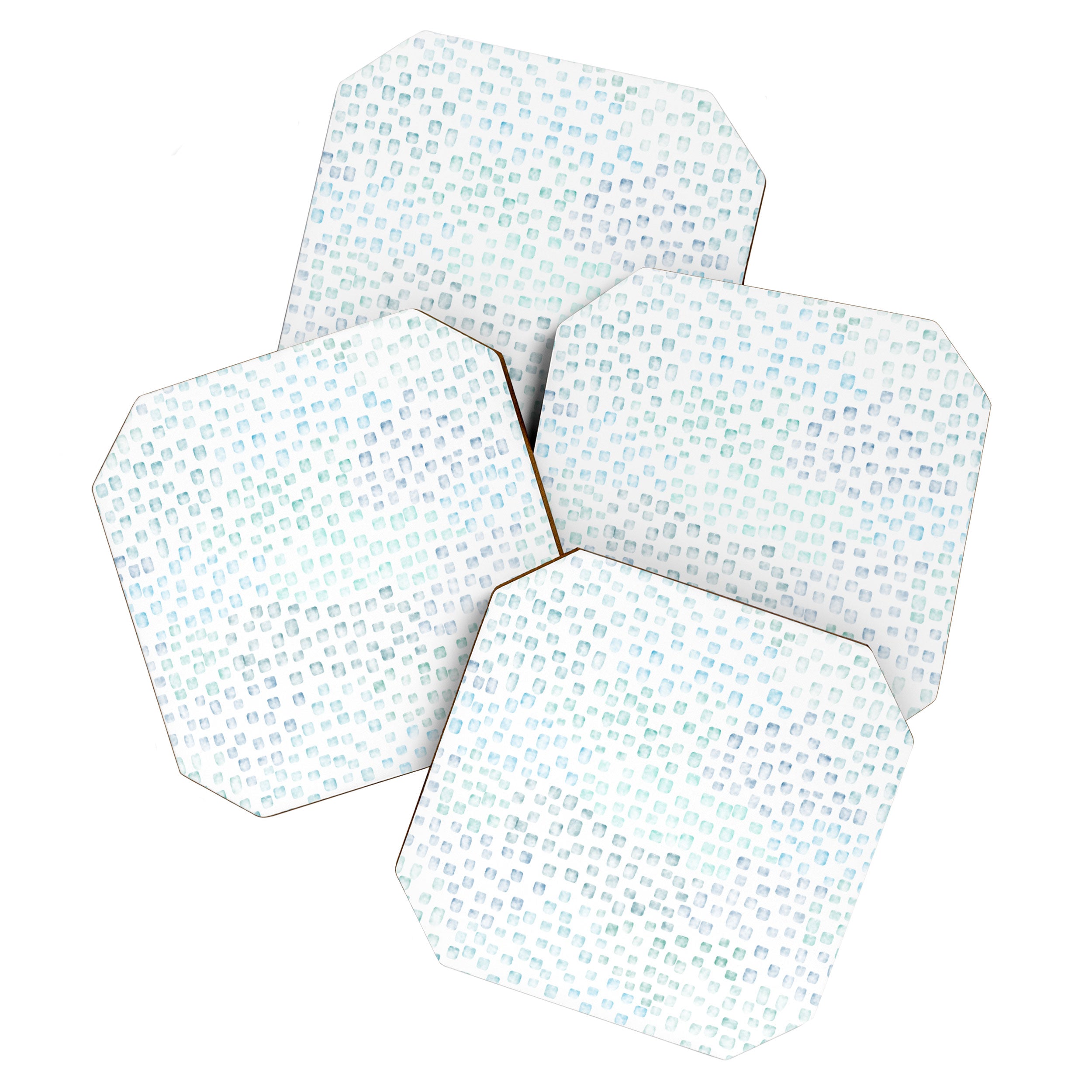 Sea Glass Watercolor // Turquoise Blue and Green Ocean Glass Beach Art Coaster Gallery Image 1