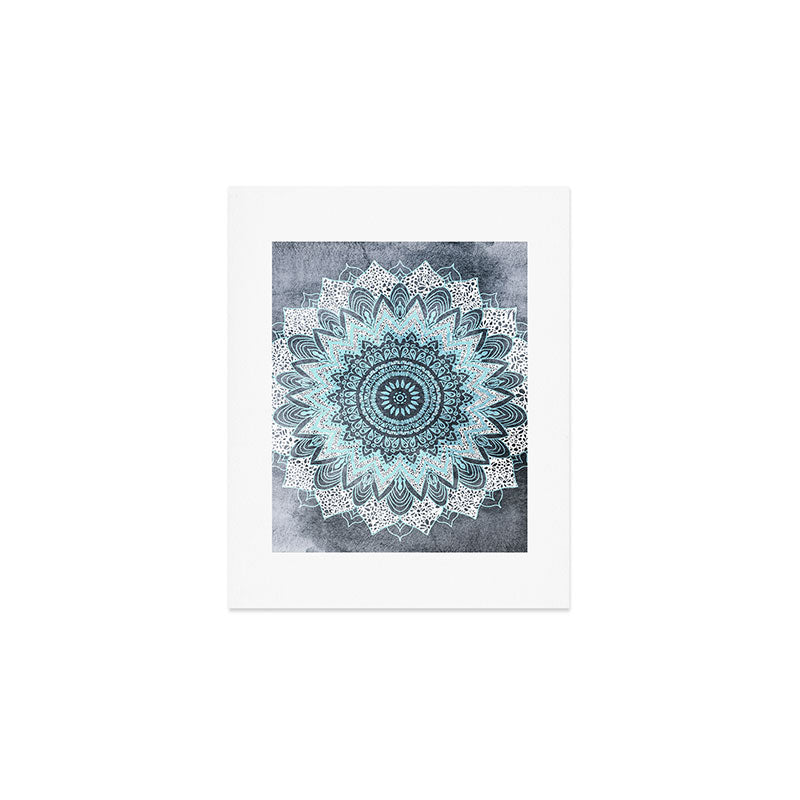 BOHOCHIC MANDALA IN BLUE Art Print Gallery Image 1