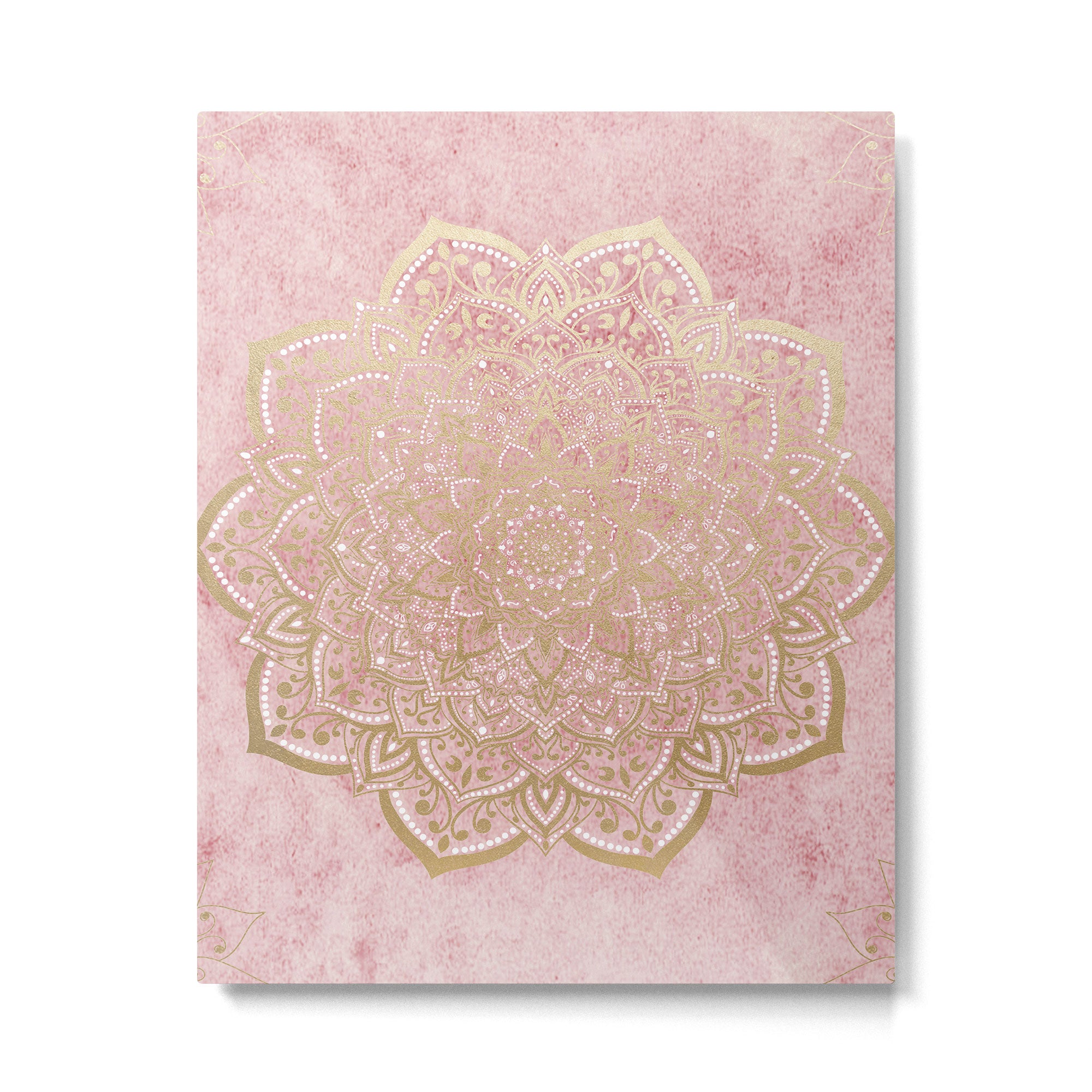 MOON DANCE MANDALA IN GOLD AND PINK Metal Print Gallery Image 6