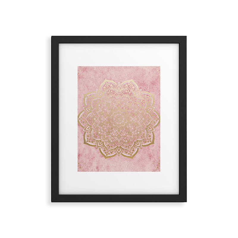 MOON DANCE MANDALA IN GOLD AND PINK Framed Art Print Gallery Image 6