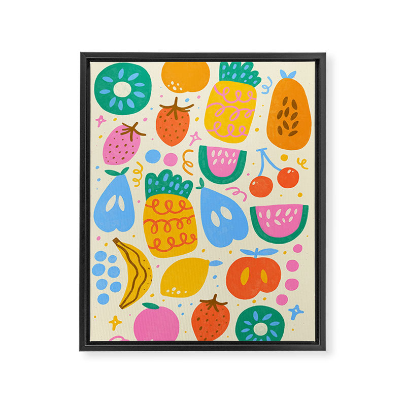 Fun Rainbow Fruit Pattern Framed Canvas Print Gallery Image 6