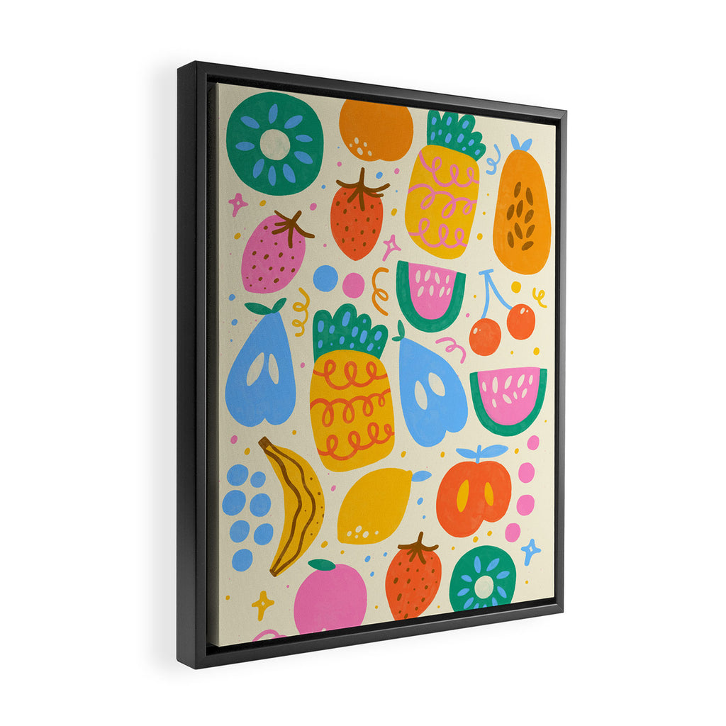 Fun Rainbow Fruit Pattern Framed Canvas Print Gallery Image 2