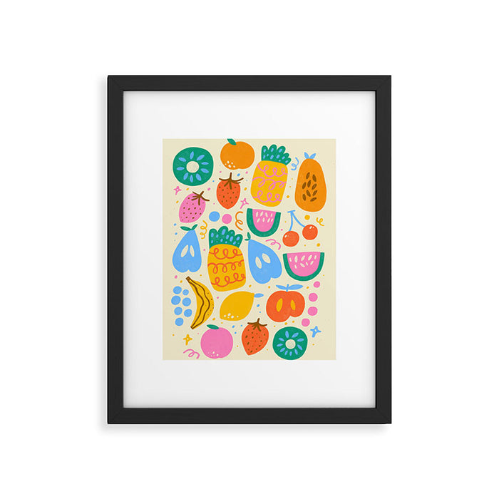 Fun Rainbow Fruit Pattern Framed Art Print Gallery Image 1
