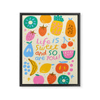 Fun Rainbow Fruit Quote  Framed Canvas Print Gallery Image 6