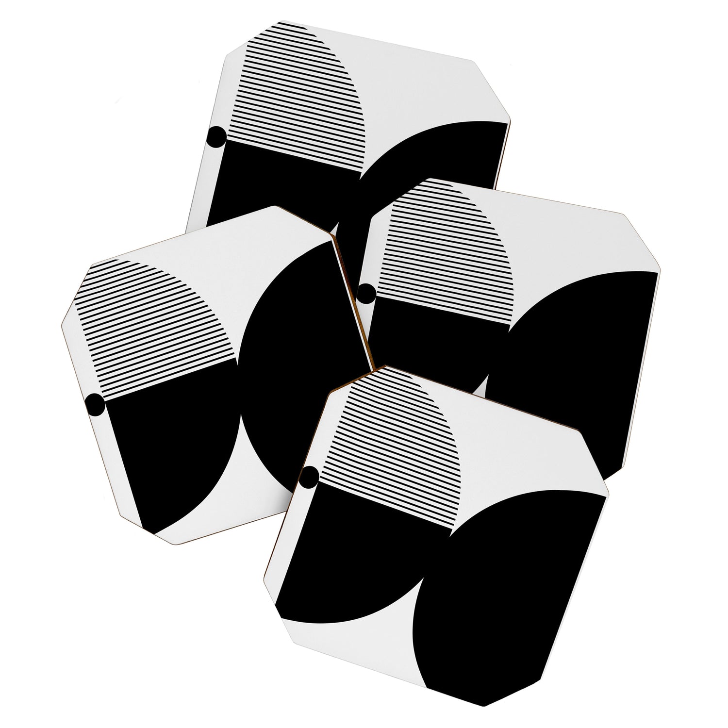 Two Forms - Black and White Abstract Coaster Gallery Image 1