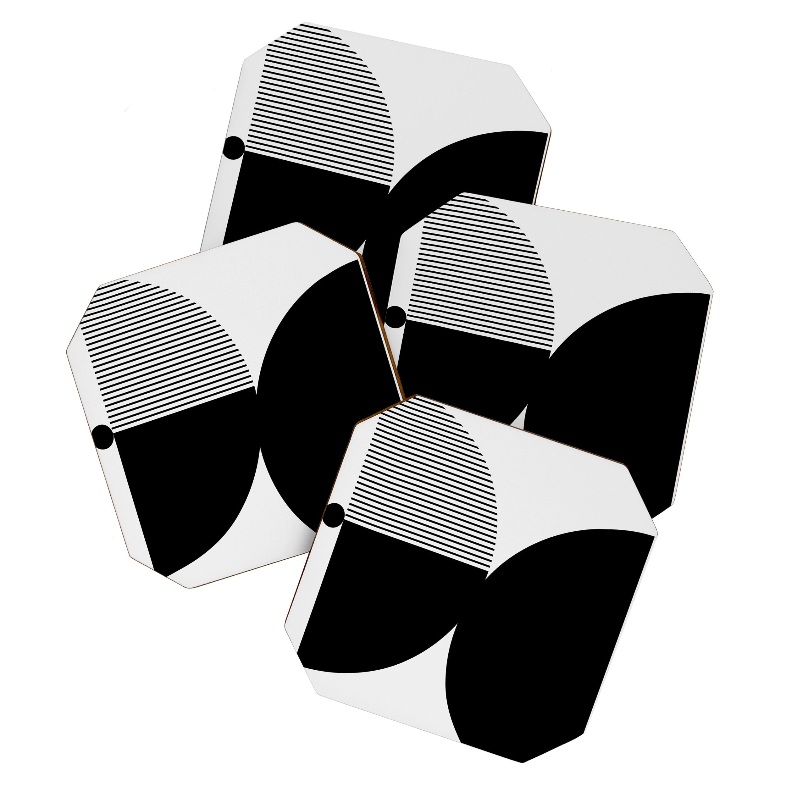 Two Forms - Black and White Abstract Coaster Gallery Image 1