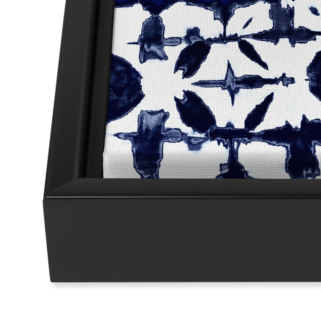 Indigo Ikat Itajime Framed Canvas Print Gallery Image 3