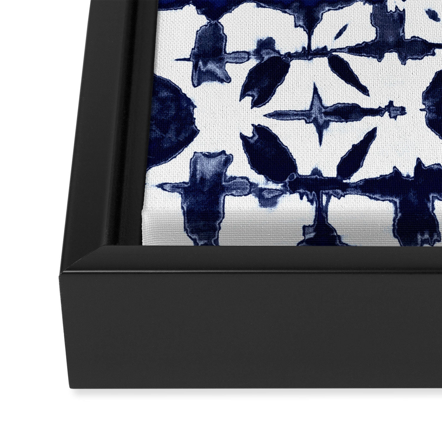 Indigo Ikat Itajime Framed Canvas Print Gallery Image 3