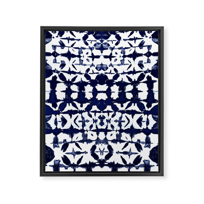 Indigo Ikat Itajime Framed Canvas Print Gallery Image 1