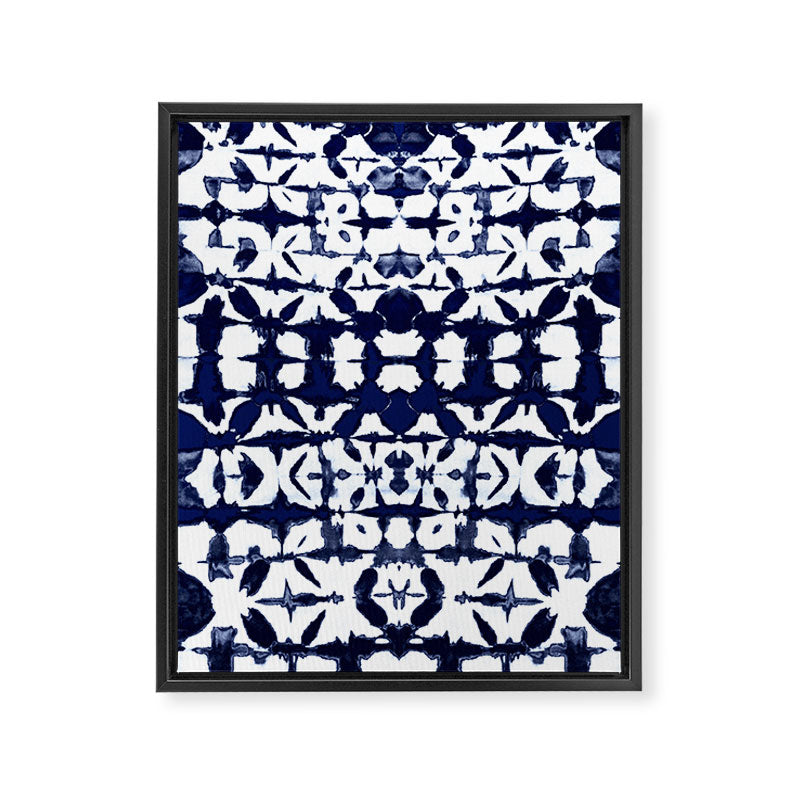 Indigo Ikat Itajime Framed Canvas Print Gallery Image 8