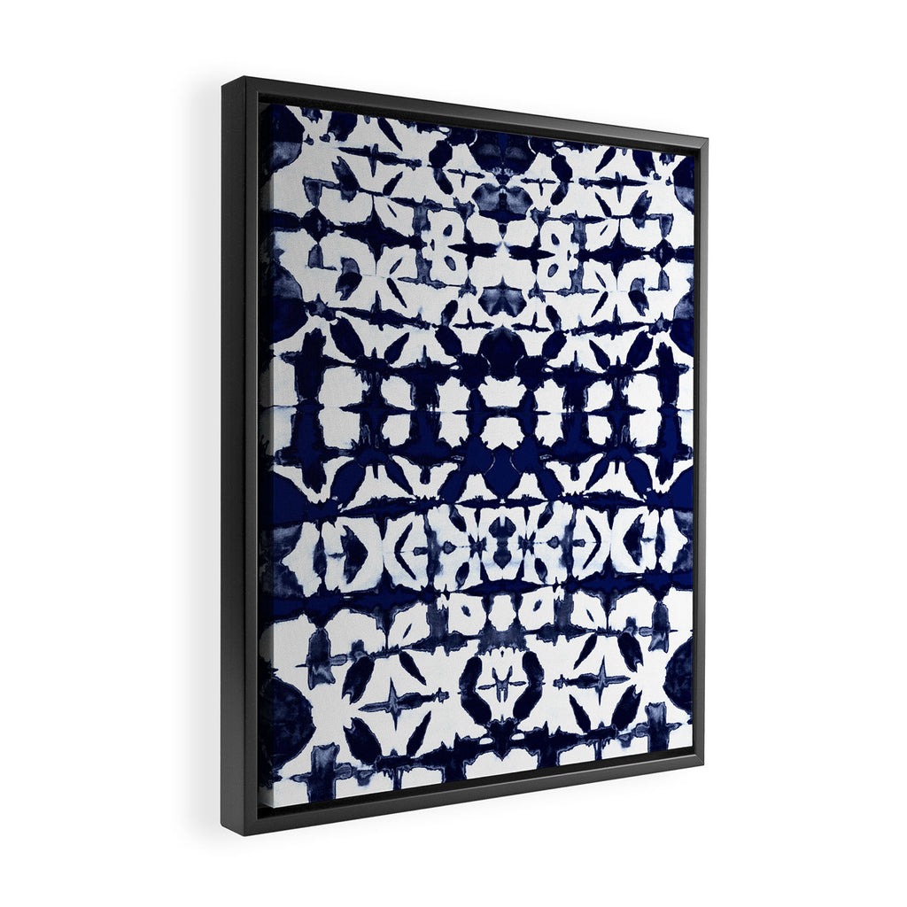 Indigo Ikat Itajime Framed Canvas Print Gallery Image 2