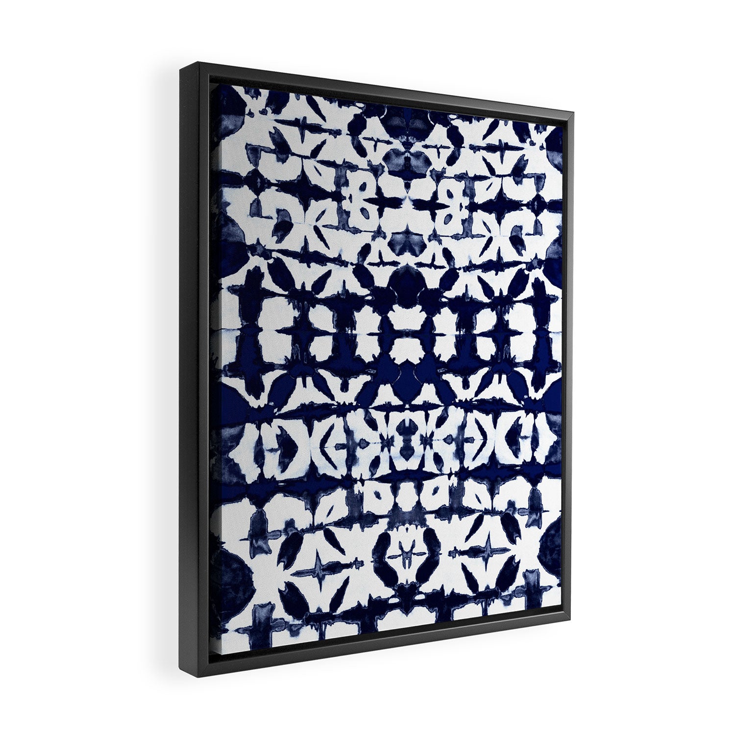 Indigo Ikat Itajime Framed Canvas Print Gallery Image 2