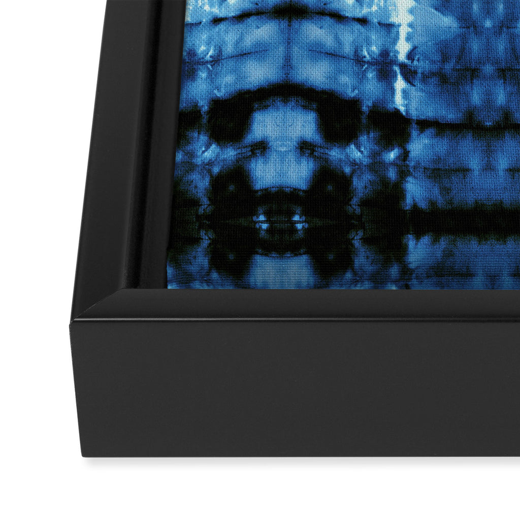 Indigo Satin Shibori Framed Canvas Print Gallery Image 3