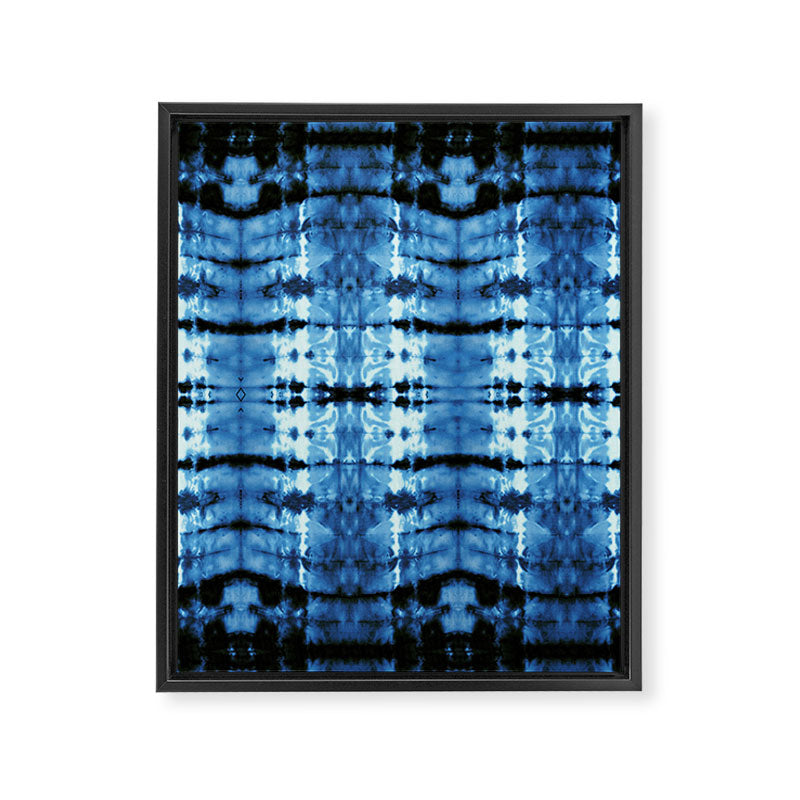 Indigo Satin Shibori Framed Canvas Print Gallery Image 8