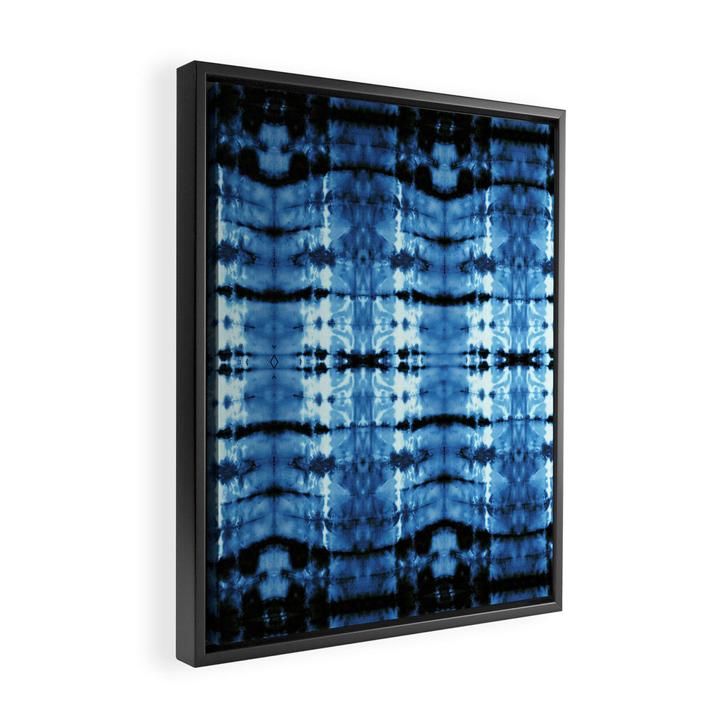 Indigo Satin Shibori Framed Canvas Print Gallery Image 2