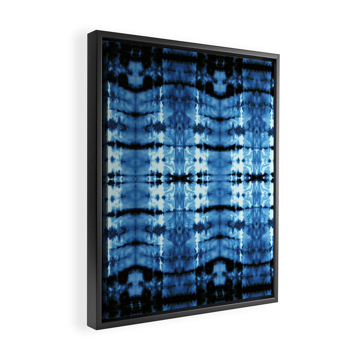 Indigo Satin Shibori Framed Canvas Print Gallery Image 2