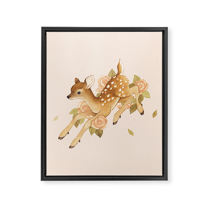 Hopping Fawn Framed Canvas Print Gallery Image 1