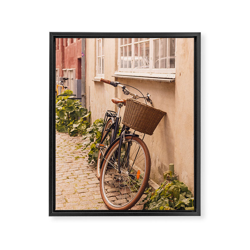 A bicycle in a Copenhagen street | Travel photography | Scandi Europe Scandinavia  Framed Canvas Print Gallery Image 6