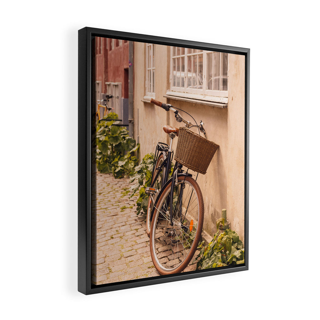 A bicycle in a Copenhagen street | Travel photography | Scandi Europe Scandinavia  Framed Canvas Print Gallery Image 2