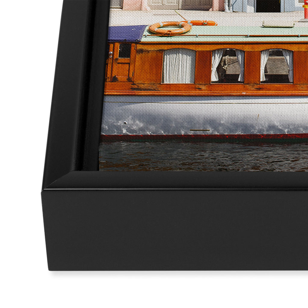 Copenhagen Pastel Nyhavn houses and boat | Scandi | Scandinavia Framed Canvas Print Gallery Image 3