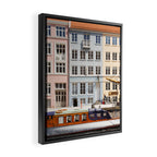 Copenhagen Pastel Nyhavn houses and boat | Scandi | Scandinavia Framed Canvas Print Gallery Image 2