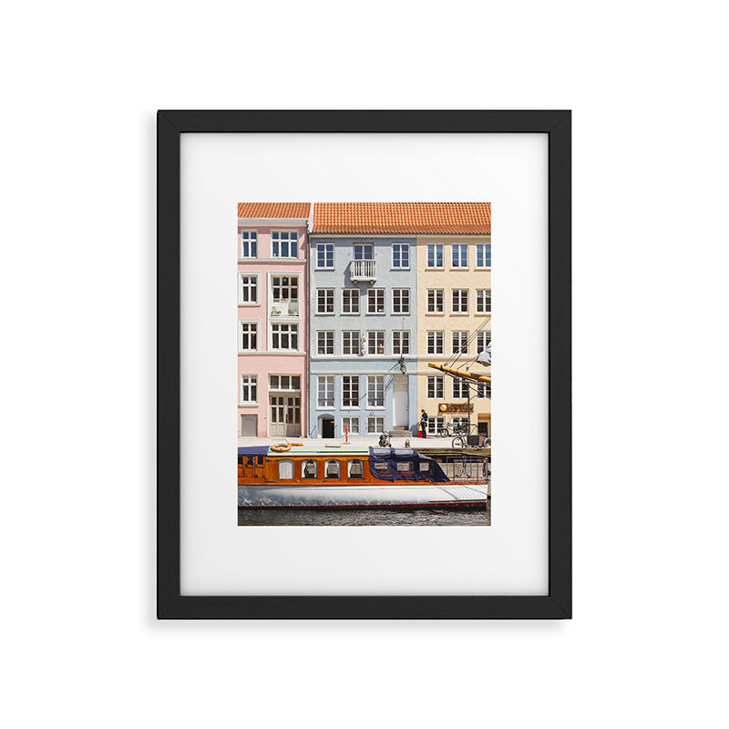 Copenhagen Pastel Nyhavn houses and boat | Scandi | Scandinavia Framed Art Print Gallery Image 5
