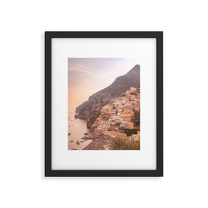 Positano at sunset | Amalfi Coast | Italy | Europe | Travel photography wall art Framed Art Print