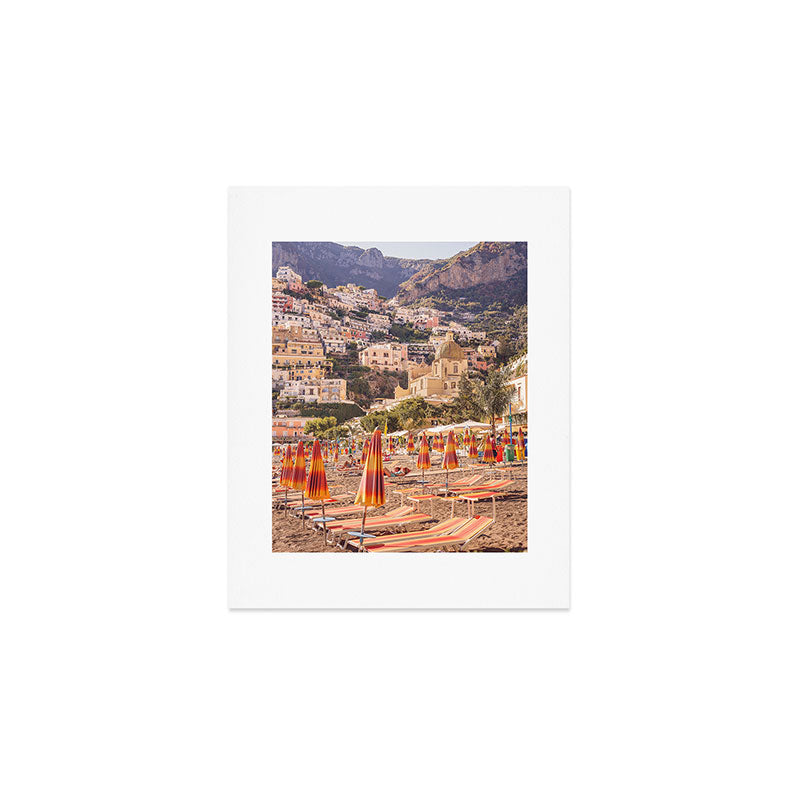 Positano from the beach | The buildings and the umbrellas | Amalfi | Italy | Travel photography Art Print Gallery Image 1